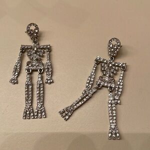 Rhinestone skeleton dangle earrings